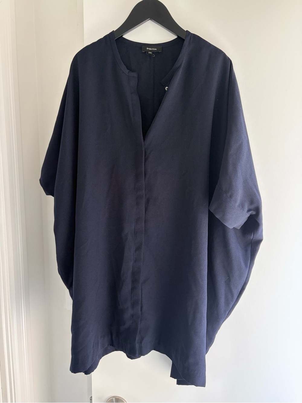 Babaton Navy Relaxed Fit Button-Down Shirt/Tunic Dress